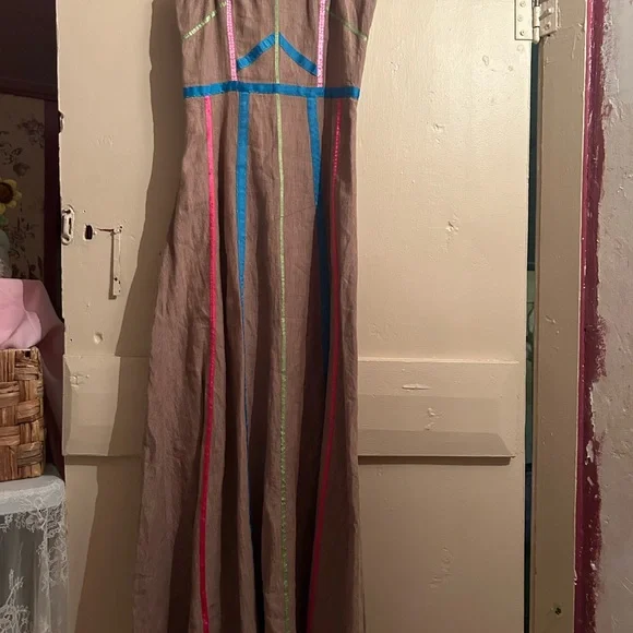 Vintage Handmade Linen Ribbon Prairie Dress - Picture 7 of 7